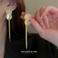 Disc And Bar Tassel Stud Earrings For Women Jewelry view 3