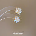 Pink White Floral Crystal Stud Earrings Fashion Jewelry view 2
