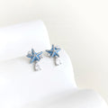 Silver Tone Blue Starfish And Clear Teardrop Stud Earrings view 4