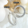 Steel Open Hoop Earrings Black Pave Zirconia Edge Pair view 2