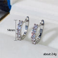 Five Stone Huggie Hoop Earrings Silver Tone Clear CZ view 5