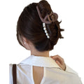 Matte Coffee Pearl Shark Claw Hair Clip About 13 cm view 5