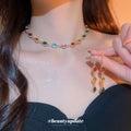 Gold Multicolor Oval Cabochon Earrings Bracelet Necklace view 2