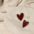 Heart Shape Enamel Stud Earrings Gold Rim Three Color Styles view 7