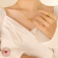 Smile Script Pendant Necklace Shell Face Gold Steel Tone view 3