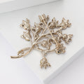 Branching Crystal Tree Brooch in Soft Pink and Brown view 3