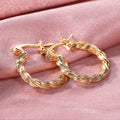 Gold Twisted Rope Hoop Earrings Latch Closure Pair view 3