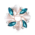 Rose Gold Cat Eye Crystal Floral Wreath Brooch Two Blues view 1