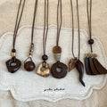 Brown Wood Look Pendant Necklaces In Three Shapes Jewelry Design view 2