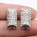 23x12x7.2mm 7.7g Antique Silver Zinc Alloy Pebble Texture Rectangle Loose Metal Double Sided Beads for Jewelry Making