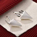 Brushed Triangular Drop Hoop Earrings In Two Finishes view 4