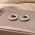 Gold and Silver Tone Crystal and Bead Cluster Hoop Earrings view 3