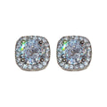 Silver Tone Square Halo Crystal Stud Polished Metal Polished Metal Earrings view 5
