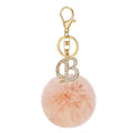 Rhinestone Initial Letter Pom Pom Keychain Peach Purple view 7