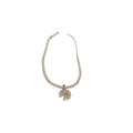 Pearl Strand Crystal Flower Pendant Necklace In Two Colors view 5