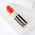 Red Lipstick Brooch with Detailed Metal-tone Finish view 3