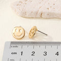 Open Smiley and Frowning Face Stud Earrings in Two Finishes view 2