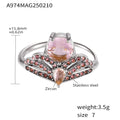 Crown Side-Open Zircon Statement Rings Gold Steel Multicolor view 11