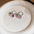 Multicolor Crystal Charm Hoop Earrings in Two Tones view 7