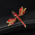 Green Gold Tone Dragonfly Crystal Two Designs Metal Brooch Pin view 5