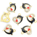 Crystal Heart Dolphin Charms in Six Colors and Two Metal Tones view 8