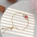 Gold Geometric Pink Flower Resin Adjustable Bracelets 9 Styles view 5