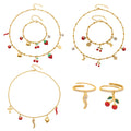 Enamel Cherry Chili Charm Necklaces Bracelets Rings Stainless view 5