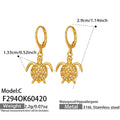 Turtle Charm Dangle Hoop Earrings Clear Crystal Shell view 8