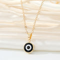 Colorful Round Evil Eye Pendant Necklaces in Ten Gold and Silver Tone Designs view 12