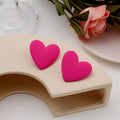 Matte Oversized Heart Stud Earrings Pink Green Pair view 6