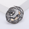 Layered Crystal Ring Brooch With Marquise Leaf Cluster in Four Colors view 3