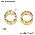 Double-Sided Circle Zircon Huggie Earrings Clear Multicolor view 8