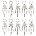 Silver Metal Dreamcatcher Keychain Feather Bead Mix view 5