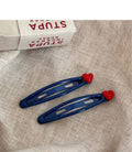 Navy Blue BB Snap Hair Clip Red Heart Tip One Style view 6