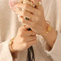 Gold Daisy Shell Open Soft Wire Cuff Bangle Bracelet view 4
