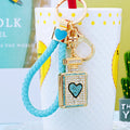 Jeweled Heart Perfume Bottle Keychains with Braided Loops and Loop Only Options view 3
