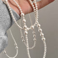 Long White Pearl Multi Size Geometric Strand Necklace view 4
