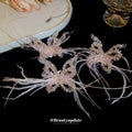 Pink Sheer Butterfly Jewelry in Necklace and Ear Clip Styles view 2