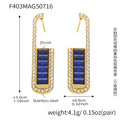 Crystal Long U Earrings in Red Green and Blue Gold Tone Styles view 8