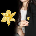 Flower Sculpted Metal Brooch Pin 6 cm for Jackets and Lapels view 4