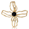 Open Camellia Brooch in Metal with Gold-tone Flower Outline with a Round Center Accent view 2