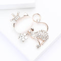 White Cat Brooch with Crystal Crown Bow and Gold Tone Tail view 3
