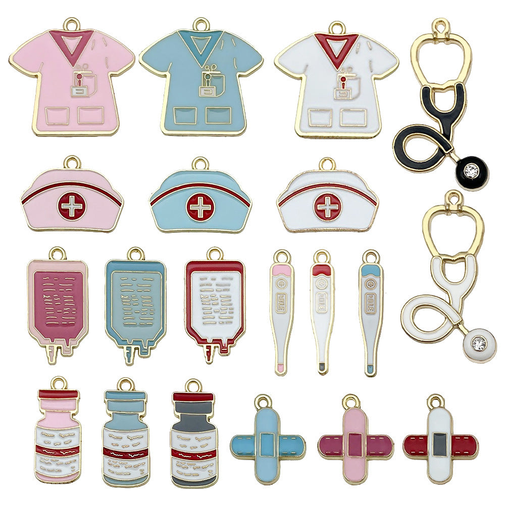 Enamel Zinc Alloy Nurse Medical Supplies Charm Pendant for DIY Bracelet Keychain Jewelry
