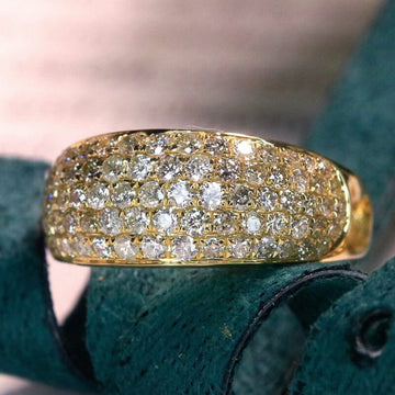 Gold Tone Full Pave Clear CZ Dome Band Ring Sizes 6-10