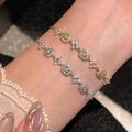 Clear Zircon Square Flower Link Bracelet 2 Metal Tones view 2