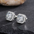 Rectangular Halo Stud Earrings In Three Sizes And Three Colors view 6