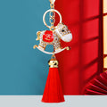 Mini Crystal Rocking Horse Keychains with Straps and Tassels view 1