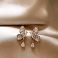Silver-Tone Crystal Butterfly Stud Earrings Decorative Jewelry Accessory view 1