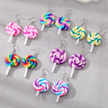 Silver Tone Colorful Resin Lollipop Hook Earrings in Four Designs view 1