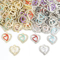 Crystal Double Heart Charms in Six Colors and Two Metal Tones view 4